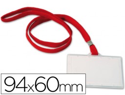 Identificador Q-Connect plástico rígido 94x60 mm. con cordón rojo